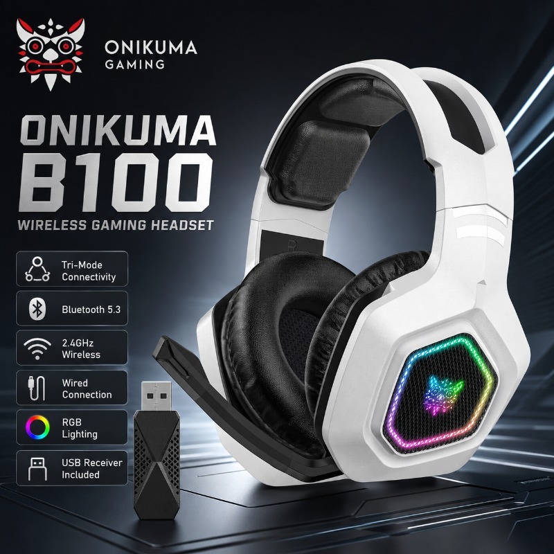 Gaming Console Amazon - ONIKUMA B100 Auriculares inalámbricos para juegos,