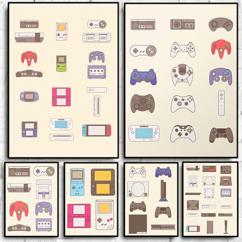 Gaming Console With - Póster de Evolución de Videojuegos, Consolas