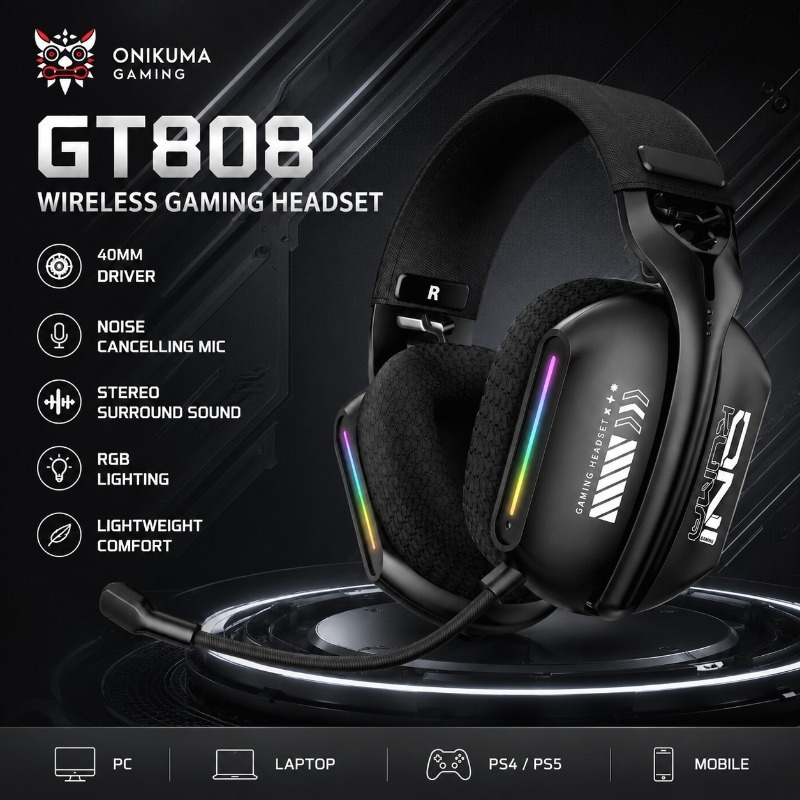 Gaming Console Amazon - Auriculares para juegos ONIKUMA GT808, inalámbricos