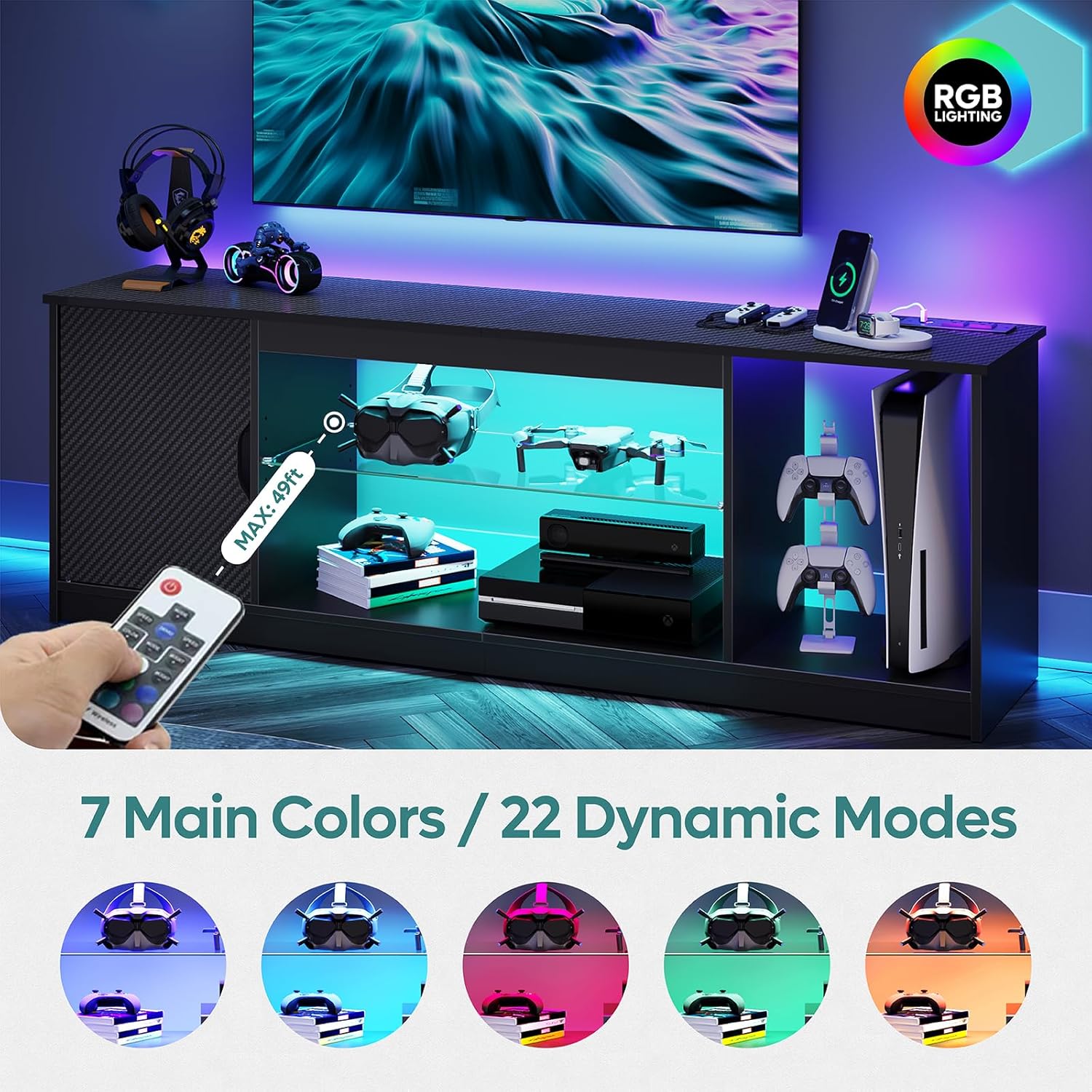 Soporte para TV con tomacorrie - Gaming Console Tv Stand reseña y precio