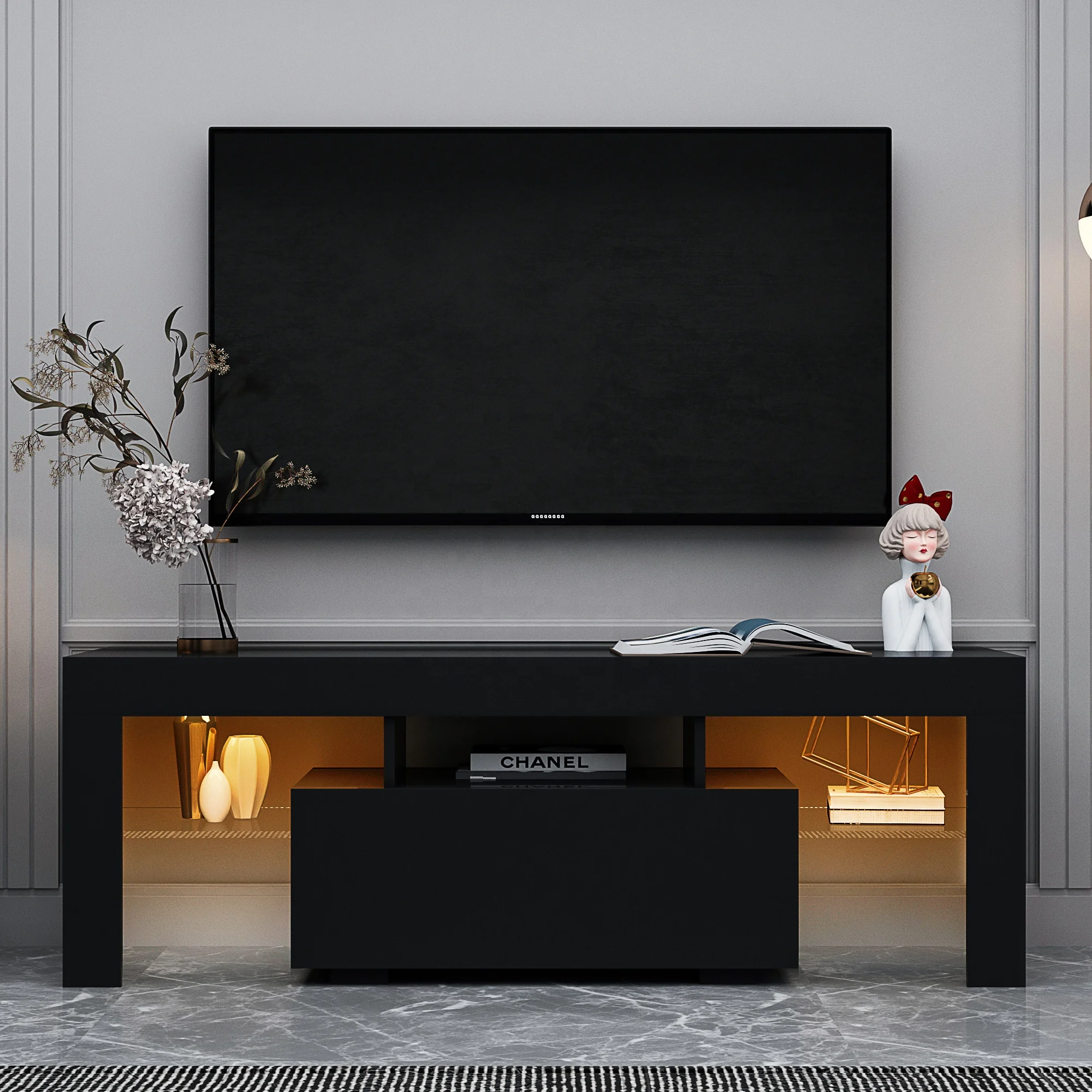 # Soporte para TV negro con lu - Gaming Console Tv Stand reseña y precio